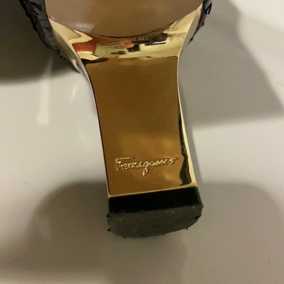 Salvatore Ferragamo Python Skin Black and Grey Heeled Boots. - Picture 9 of 11